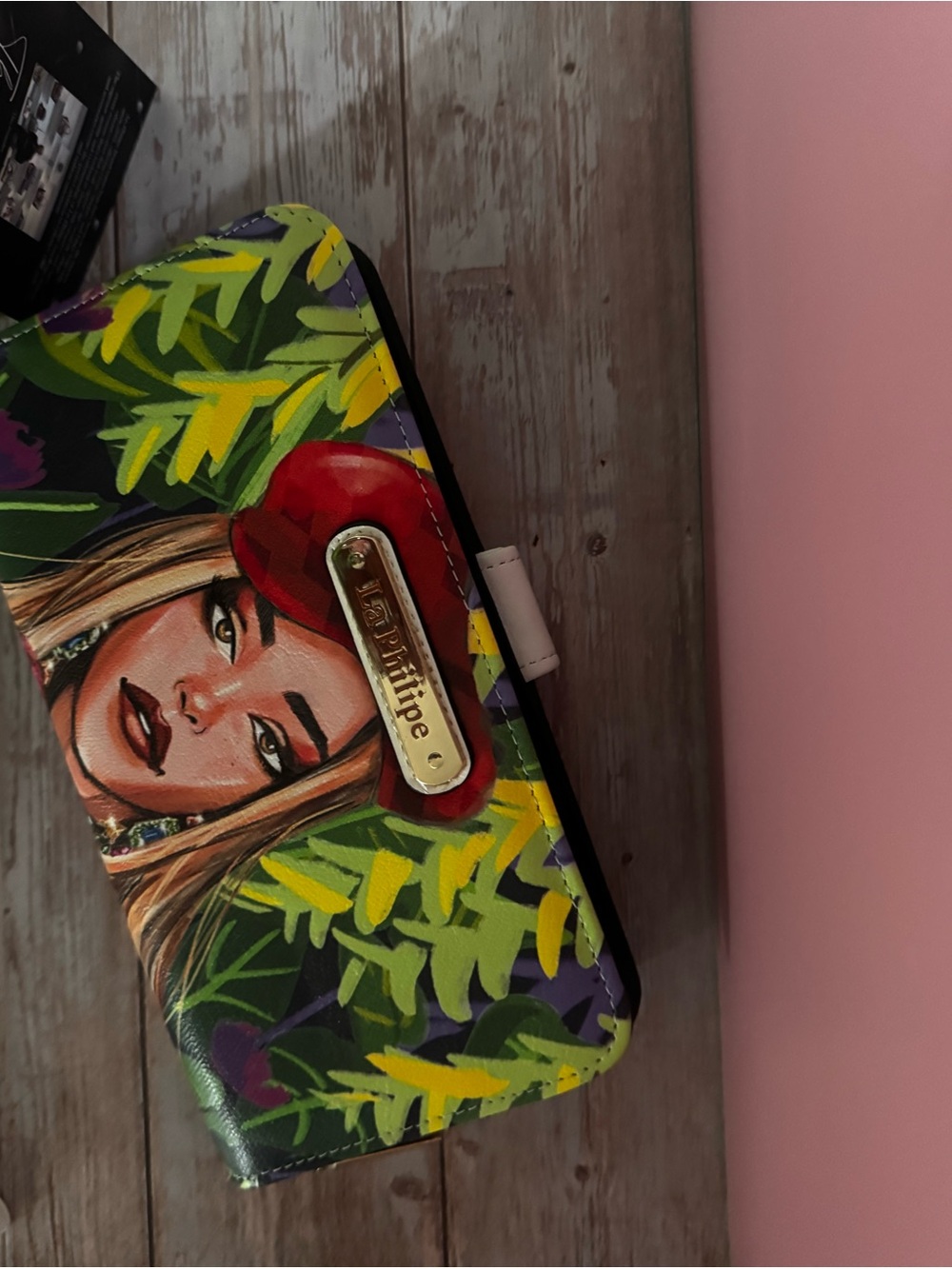 Floral Illustration Wallet - Green/Red